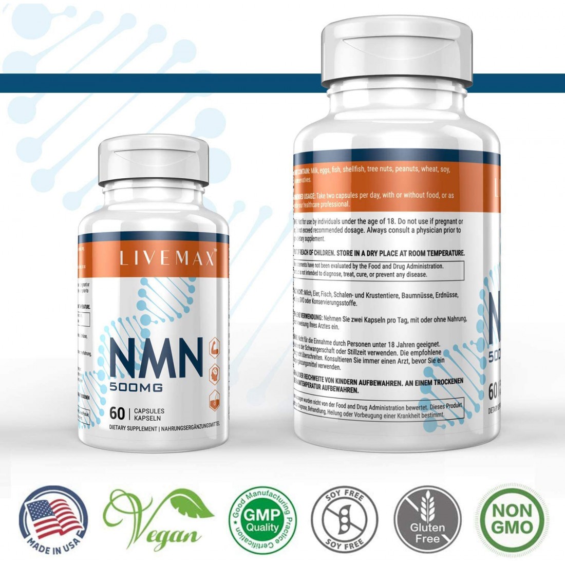 Buy LIVEMAX NMN Supplement 500mg Enhance Concentration, Boost Energy