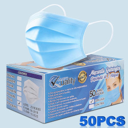 50 PCS Disposable 3-Ply Safety Face Mask for Personal Health