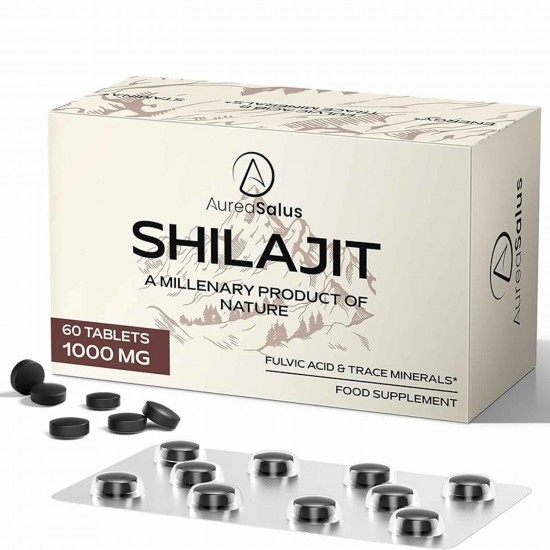 AureaSalus Shilajit Compresse, alternativa alla resina dell'Himalaya - 30000 mg, 60 Compresse