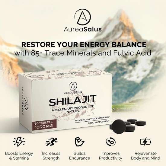 AureaSalus Shilajit Comprimés, Himalaya Resin Alternative - 30000 mg, 60 Comprimés