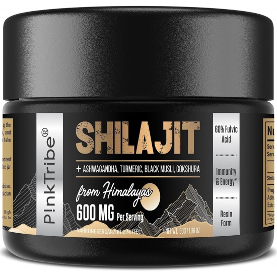 P!nkTribe 600mg Resina de Shilajit del Himalaya con Hierbas Ayurvédicas - 30g