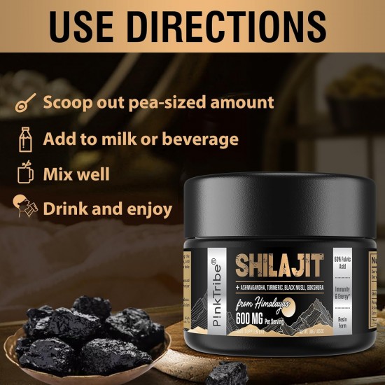 P!nkTribe 600mg Himalaya Shilajit-Harz mit ayurvedischen Kräutern - 30g